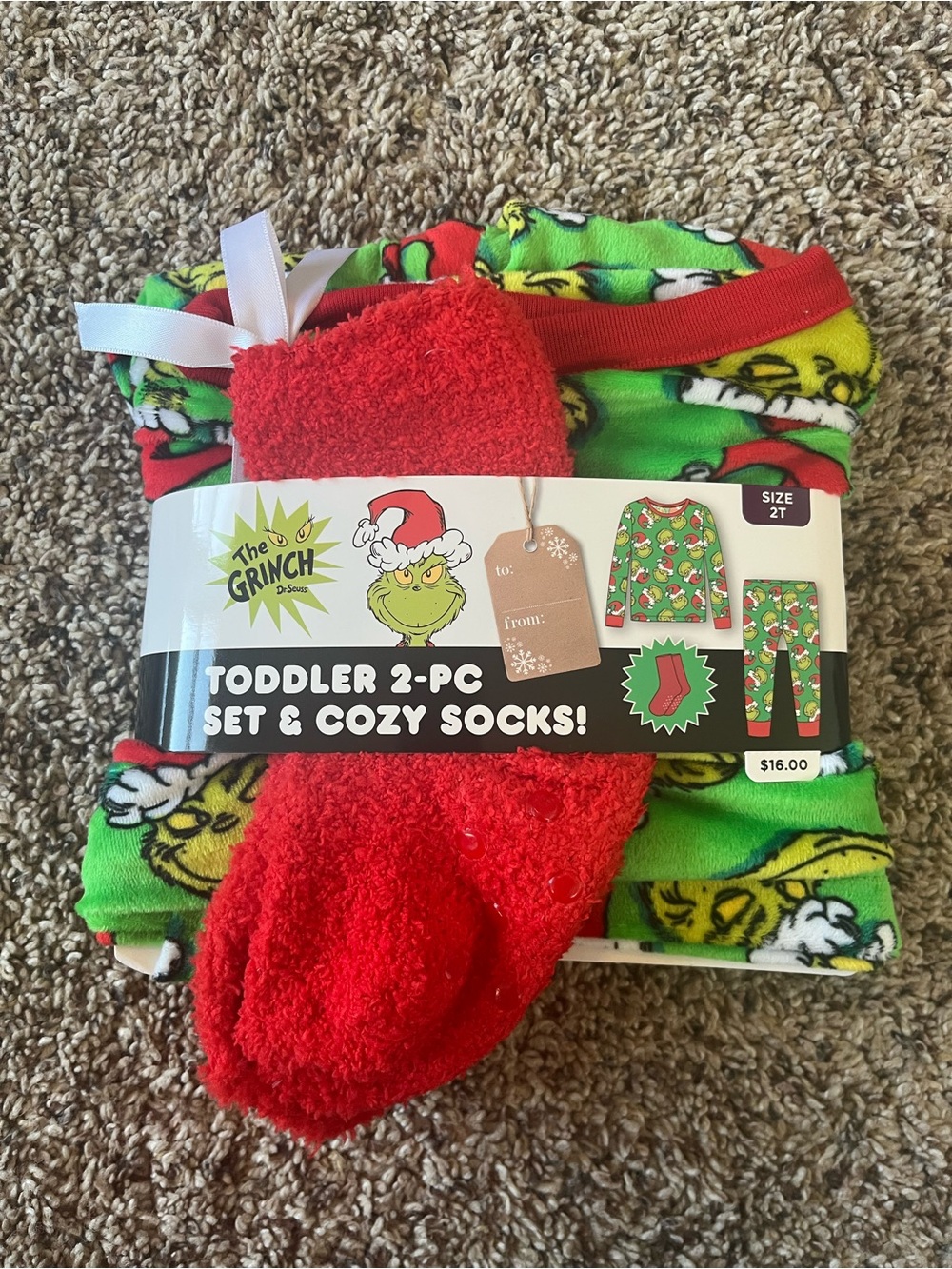 Dr. Seuss The Grinch  2-piece Set & Cozy Socks - Christmas - Size 2T
